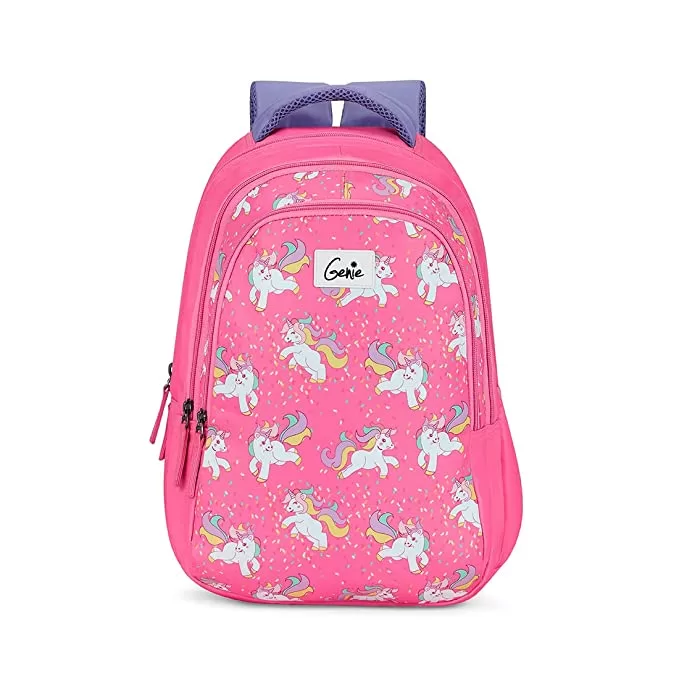How do you describe a Perfect School Backpack? Spacious enough to carry all the books, yet Light Weight! Multiple Pockets to segregate all the items and keep it easily accessible. An Organizer to keep your each and every school supplies in place. Side Pocket to keep the Water Bottle. Water Resistant exteriors to keep all your worries at bay and lastly, latest and trendy design to keep those "Cute Bagpack" compliment coming in! Yes. We have that Perfect Bag for you, in our Genie store. Bringing you the mystical aura of the Unicorn world, presenting the Genie Unicorn School Bags for girls.