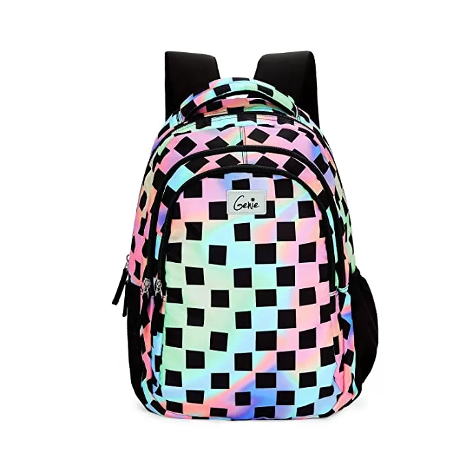 Genie Iridescence School Bag for Girls, 17 inch Backpack for Women, 3 compartments Water Resistant Stylish and Trendy College Backpacks for Girls